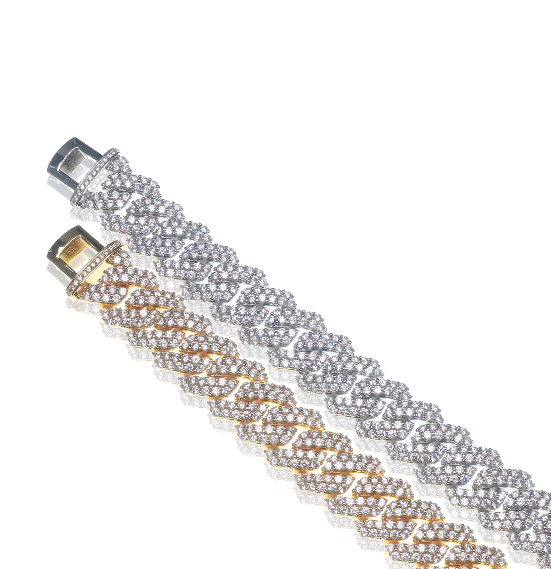 19 mm Cubaanse schakelarmband met diamanten