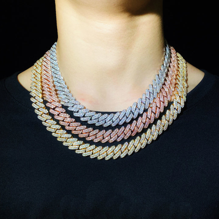 12 mm Cubaanse schakelketting met ijskristallen
