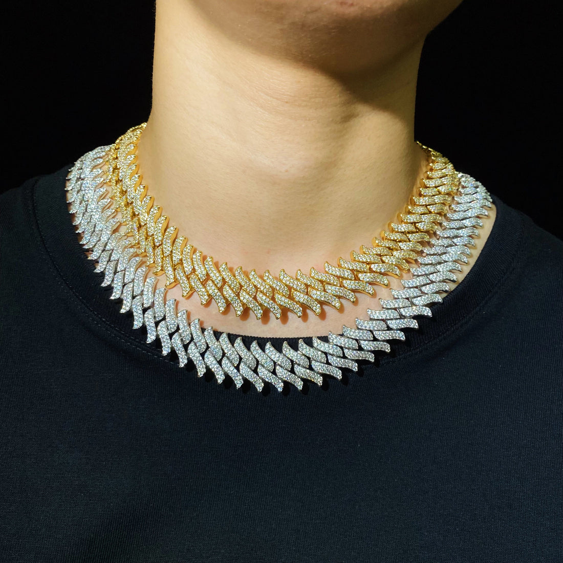 15 mm Cubaanse ketting met diamanten en spikes
