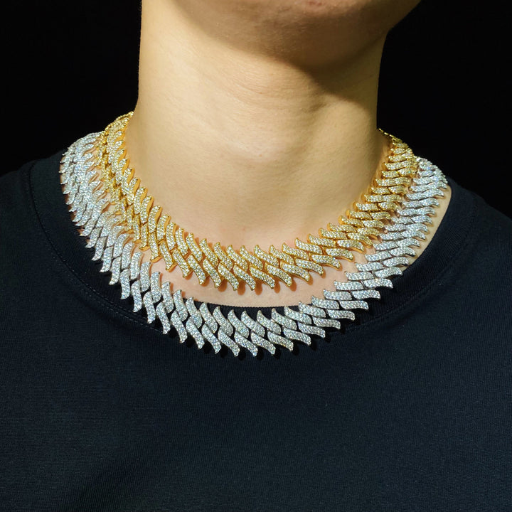 15 mm Cubaanse ketting met diamanten en spikes