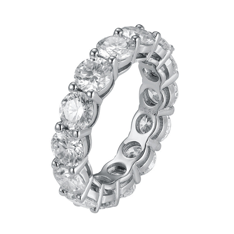 925 Zilveren Moissanite Enkelvoudige Rij Eternity Ring