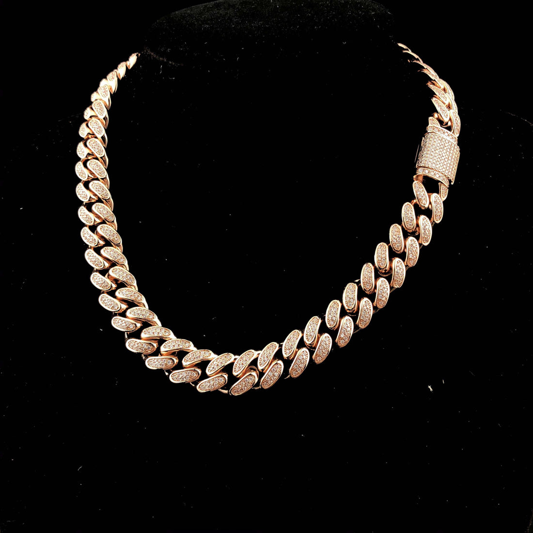12 mm diamanten Cubaanse ketting in roségoud 