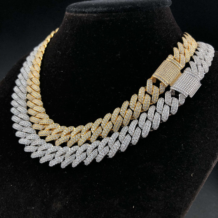 12 mm Cubaanse schakelketting met ijskristallen