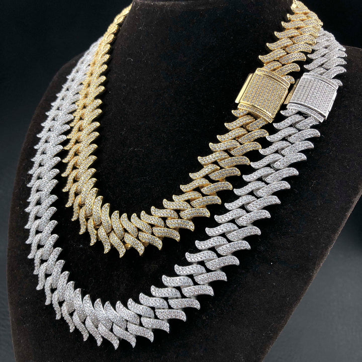 15 mm Cubaanse ketting met diamanten en spikes