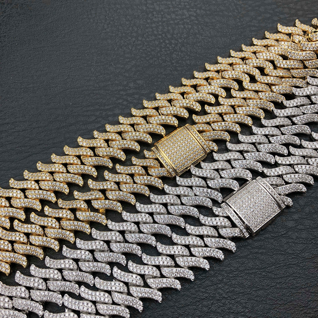 15 mm Cubaanse ketting met diamanten en spikes