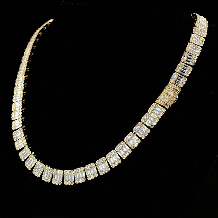 Vierkante Baguette Tennisketting 18k Goud en witgoud