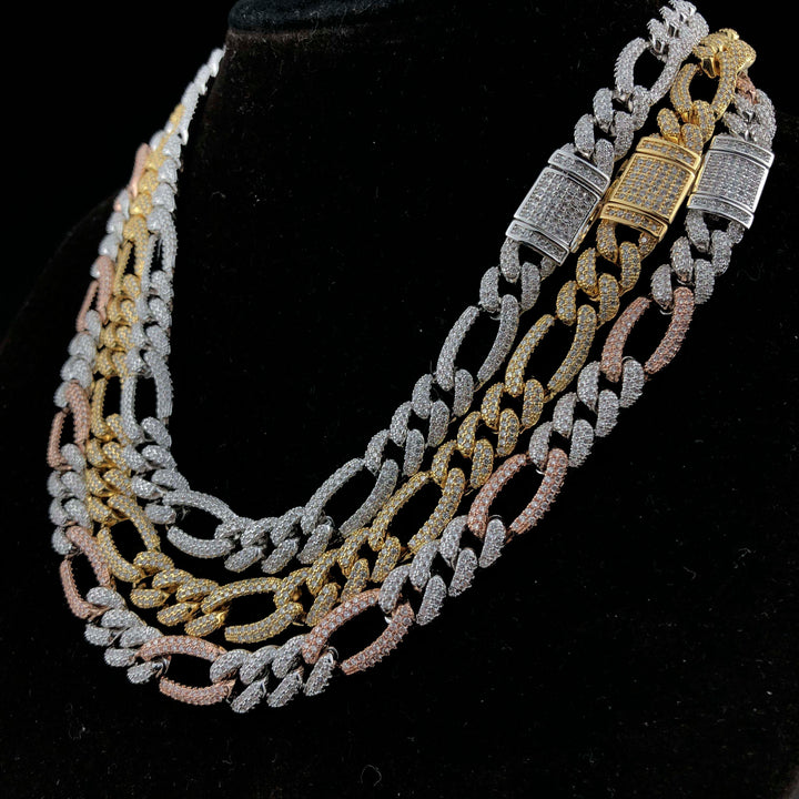 10 mm diamanten Figaro-ketting