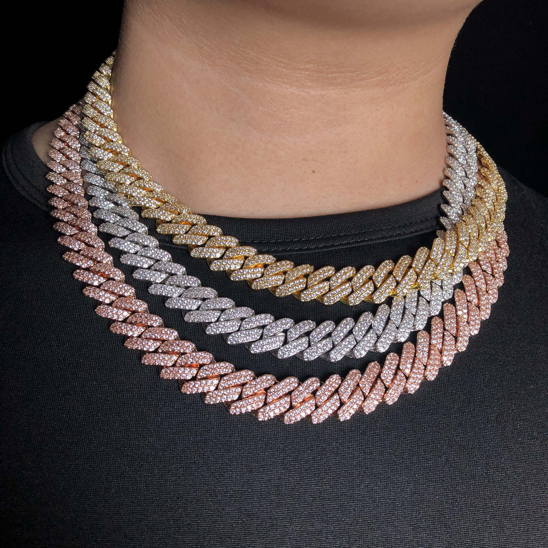 12 mm Cubaanse schakelketting met ijskristallen