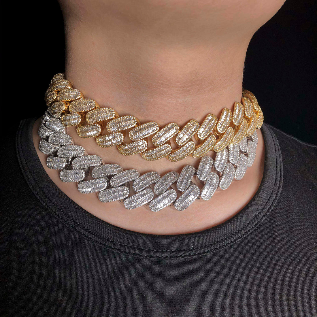 26 mm diamanten baguette Cubaanse ketting