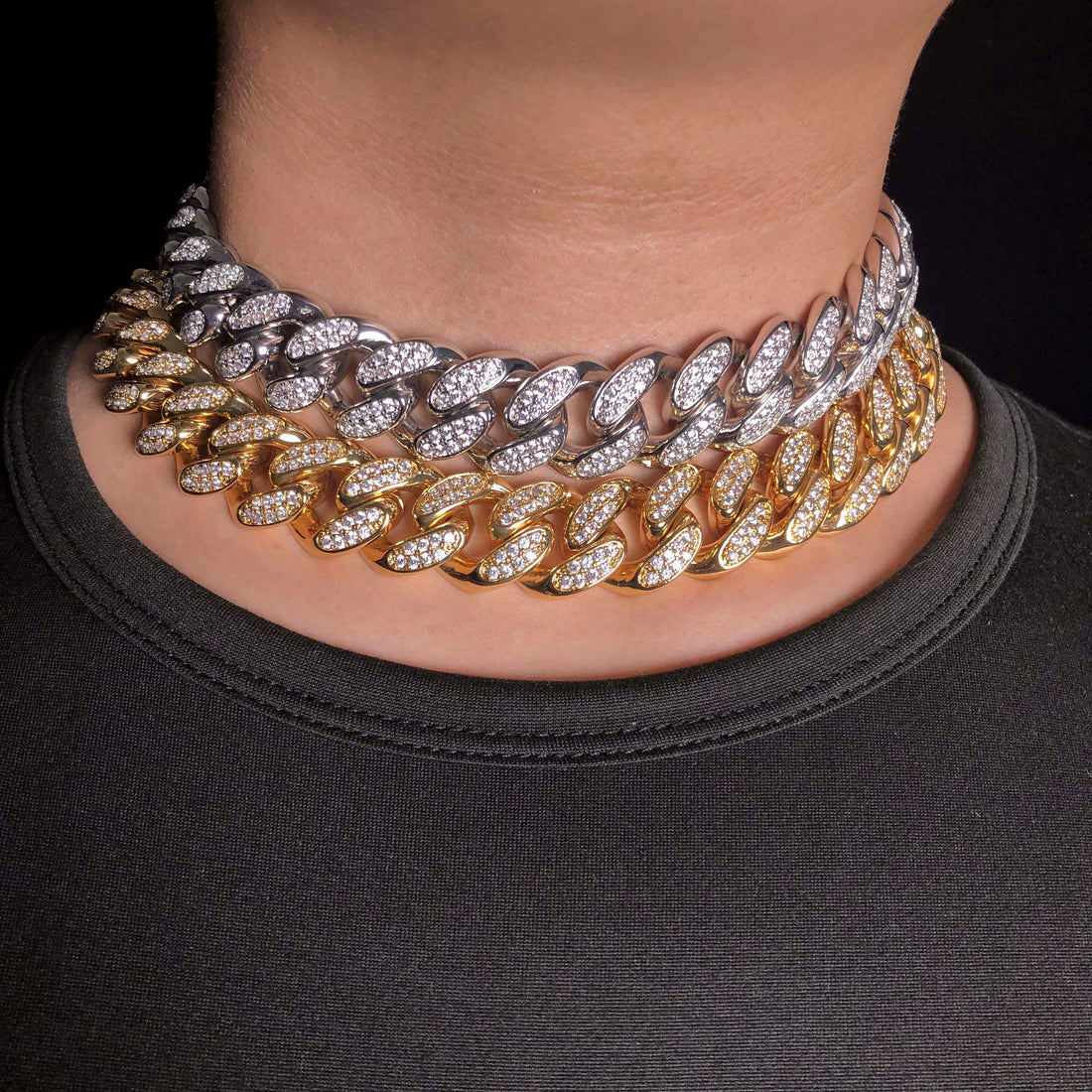 19 mm diamanten Cubaanse ketting