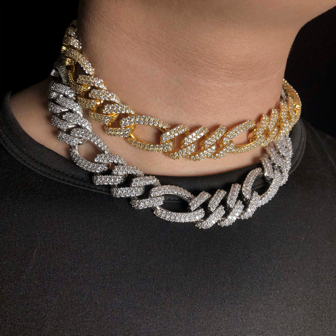 19 mm diamanten Figaro-ketting