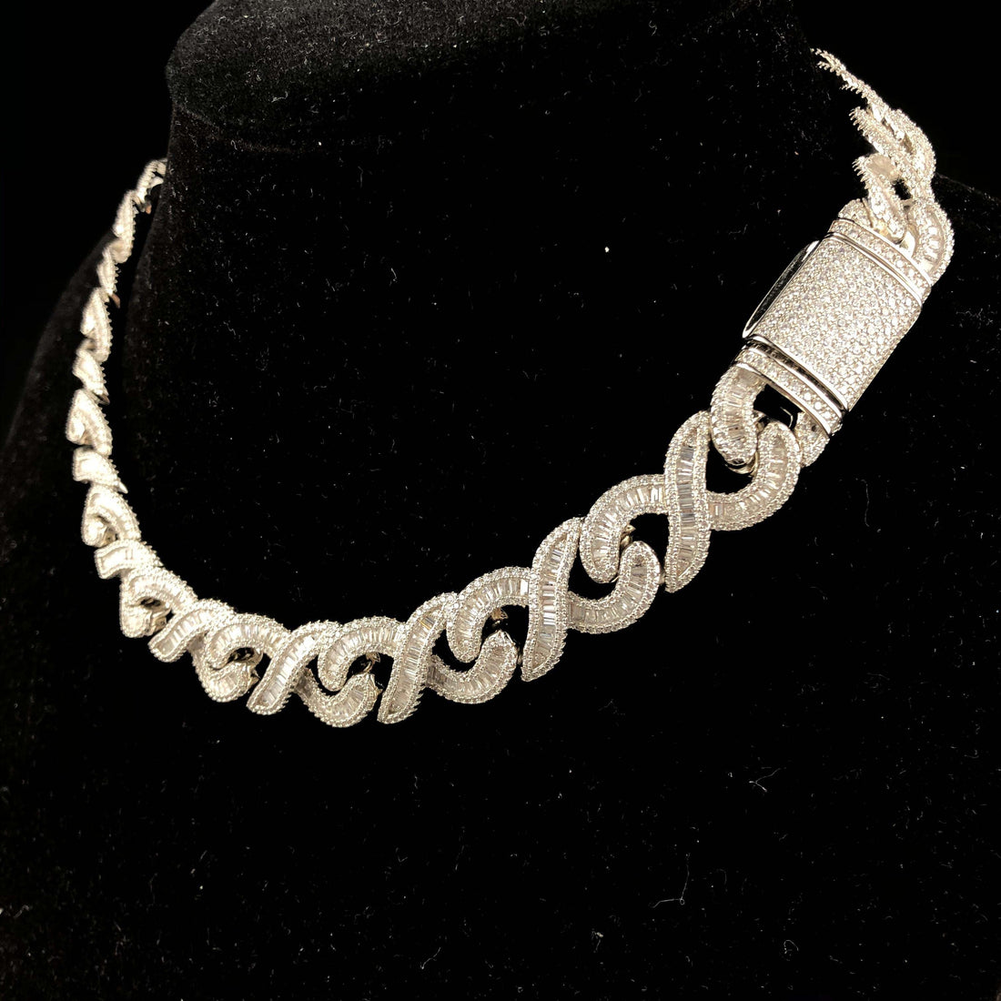 15 mm Baguette Infinity diamanten ketting