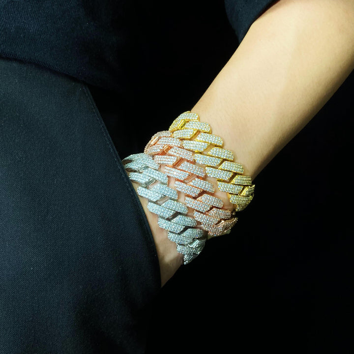 19 mm Cubaanse armband met diamanten pootjes