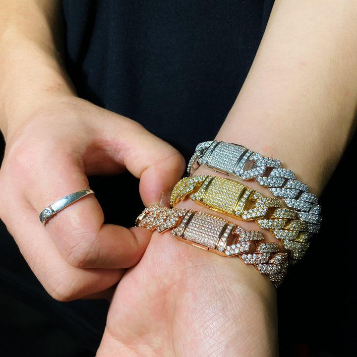 14 mm Cubaanse armband met ijskristallen