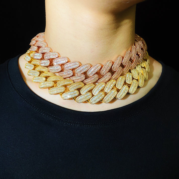 26 mm diamanten baguette Cubaanse ketting