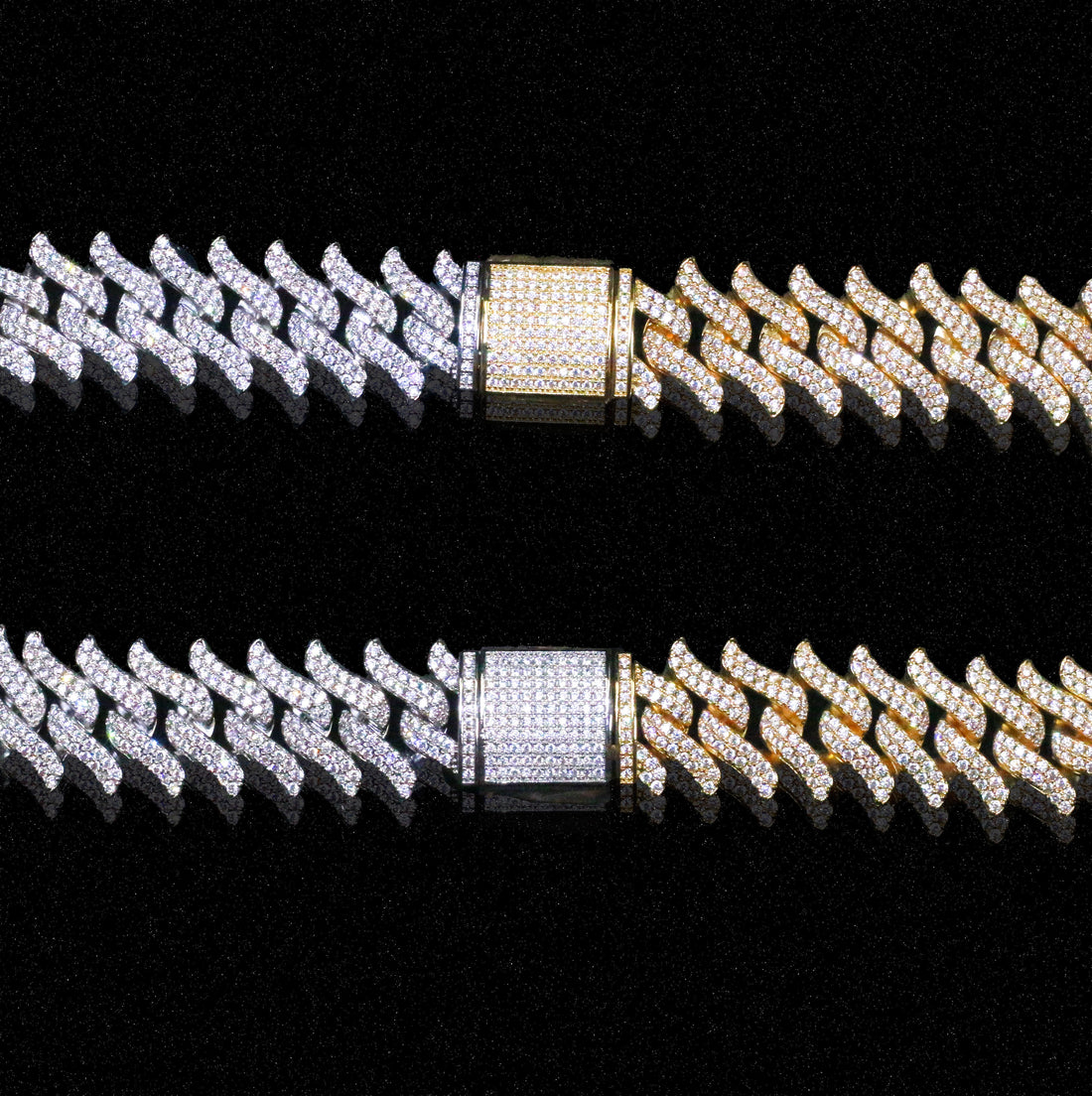 15 mm Cubaanse armband met diamanten en spikes