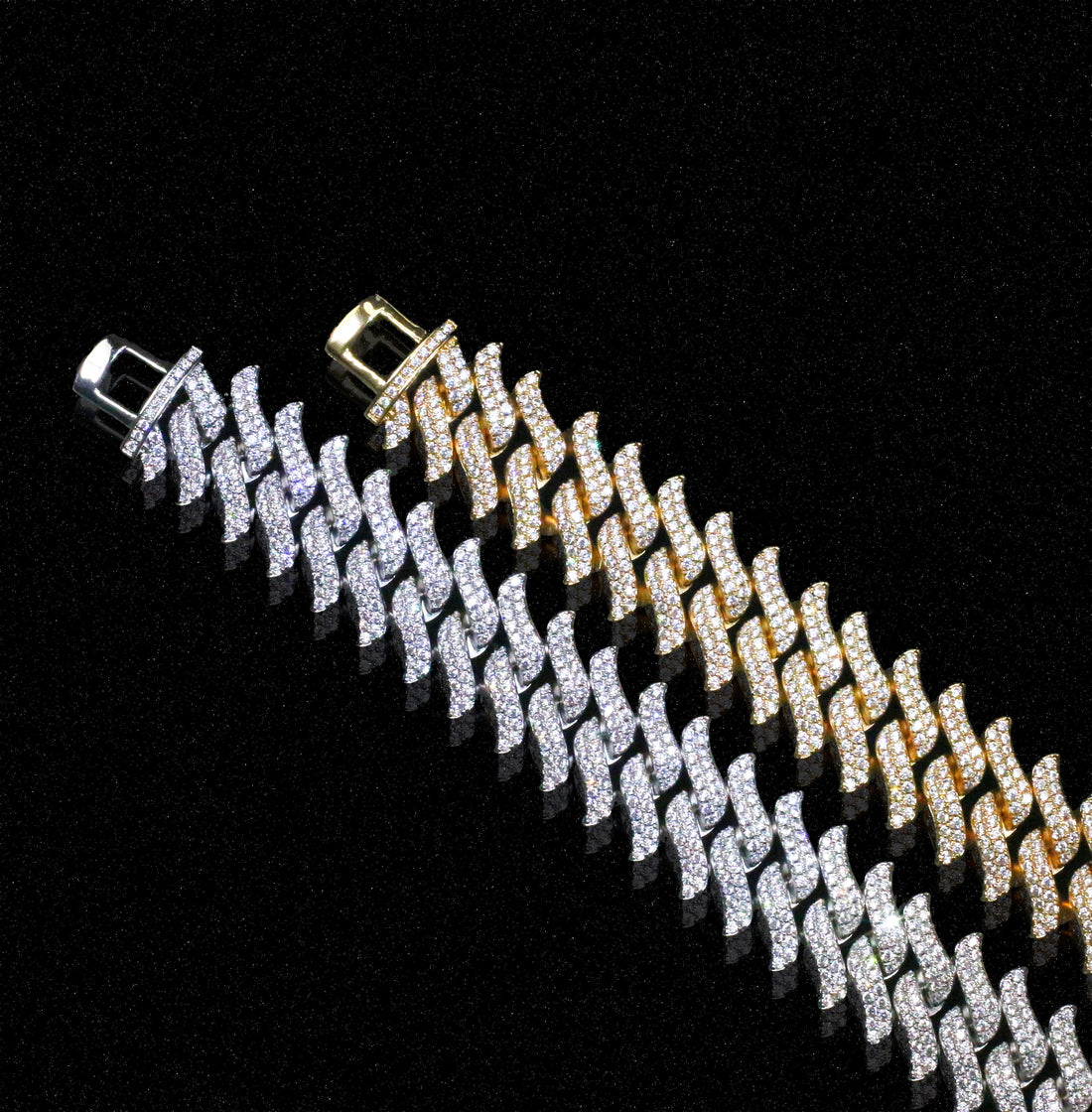 15 mm Cubaanse armband met diamanten en spikes