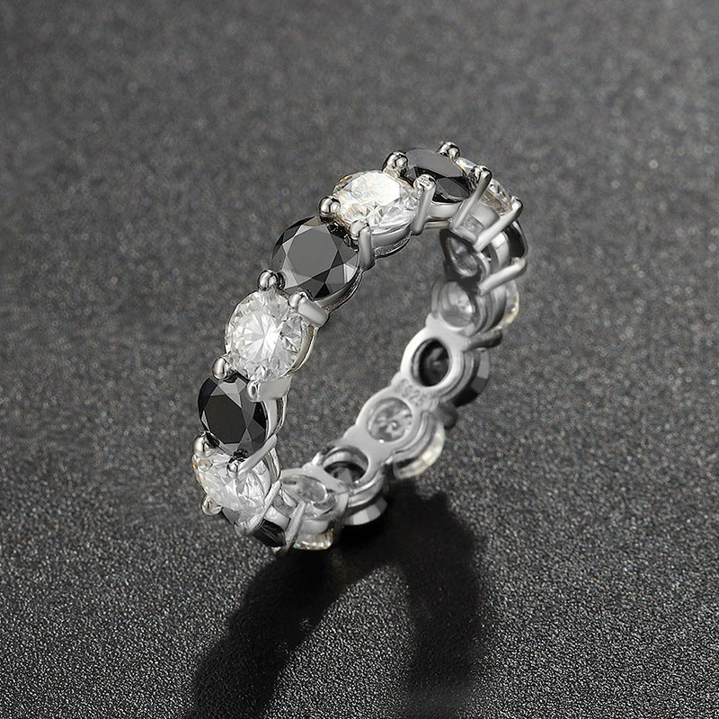 925 Zilveren Moissanite Enkelvoudige Rij Eternity Ring