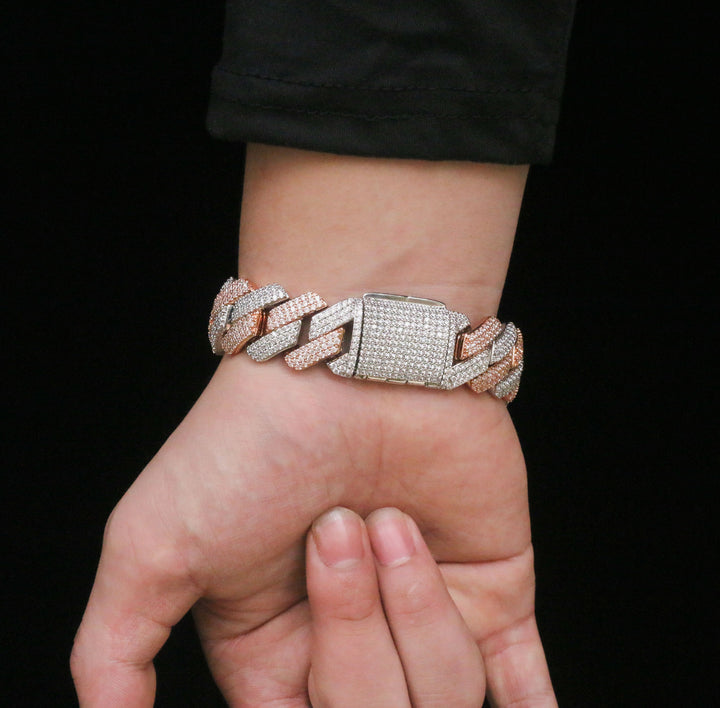 19 mm Cubaanse armband met diamanten pootjes