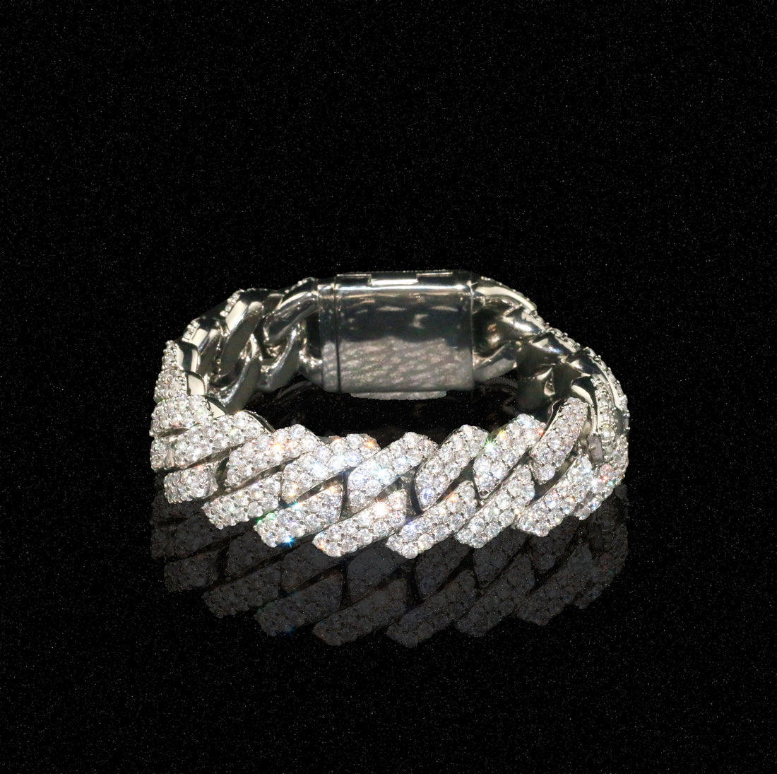 19 mm Cubaanse schakelarmband met diamanten