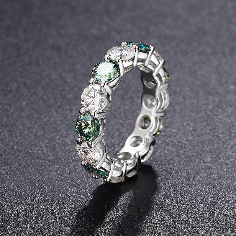 925 Zilveren Moissanite Enkelvoudige Rij Eternity Ring