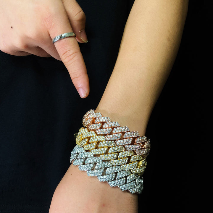 19 mm Cubaanse schakelarmband met diamanten
