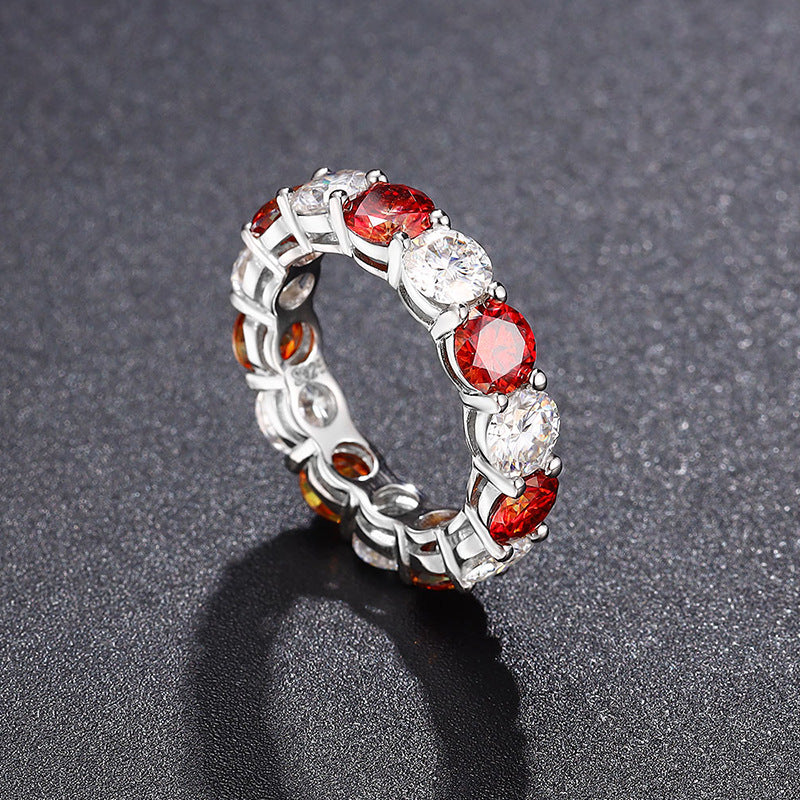 925 Zilveren Moissanite Enkelvoudige Rij Eternity Ring