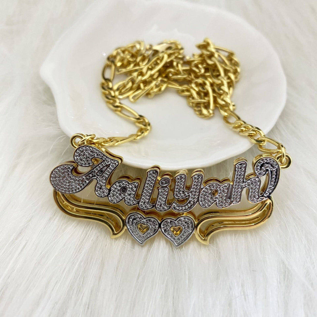 Nieuwe dubbele kleur naamketting 