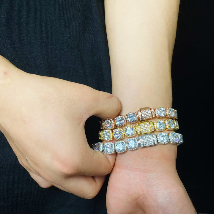 Cluster tennisarmband met kussenvormige snede