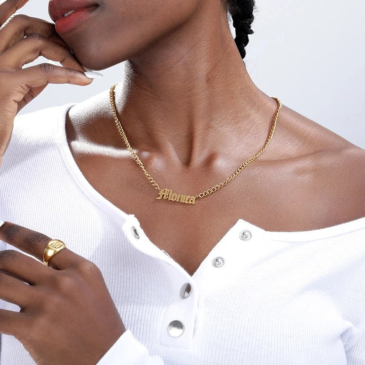 Naamketting dames hiphop sleutelbeenketting 