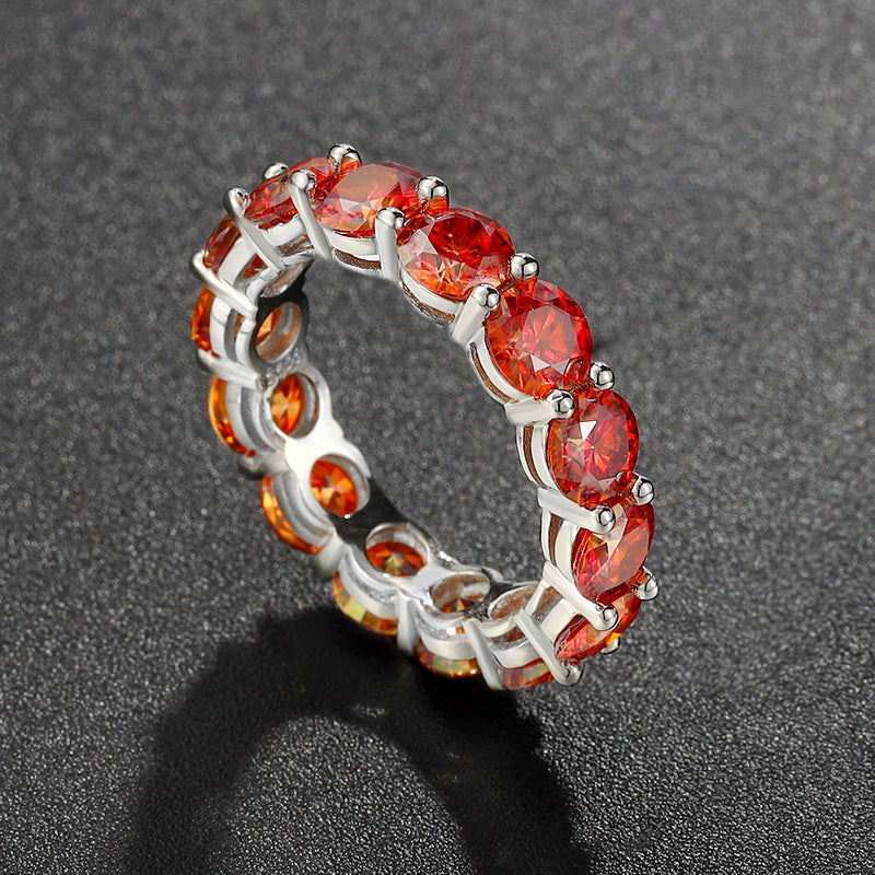 925 Zilveren Moissanite Enkelvoudige Rij Eternity Ring
