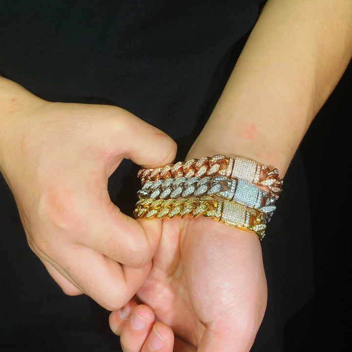 12 mm diamanten Cubaanse armbandketting