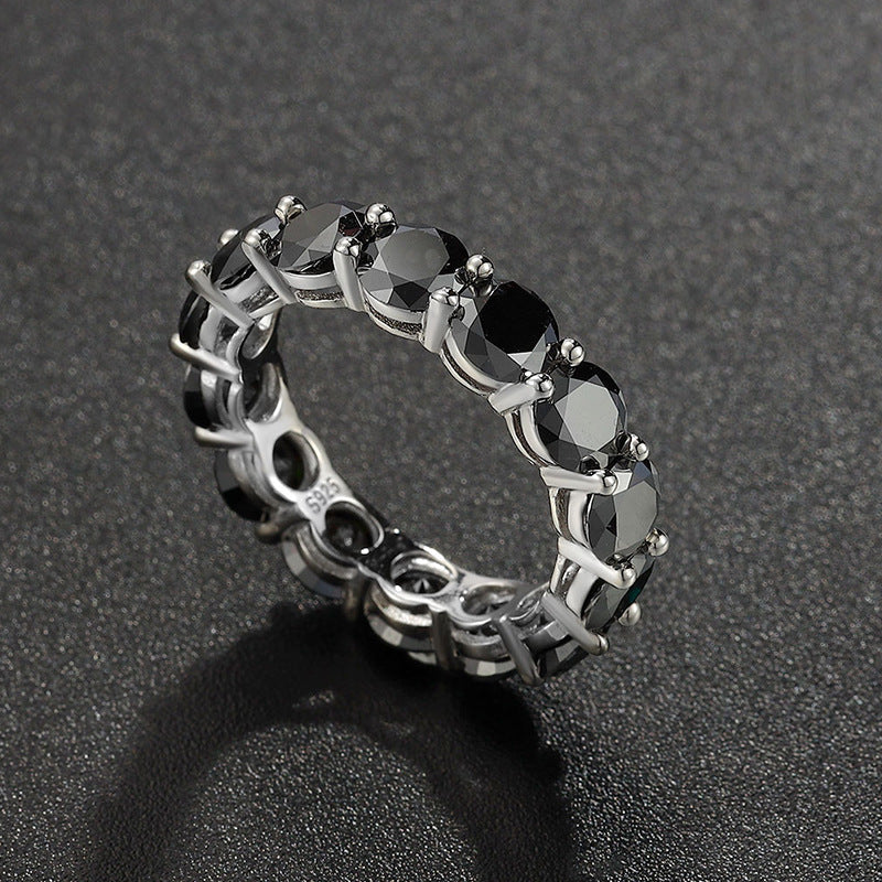 925 Zilveren Moissanite Enkelvoudige Rij Eternity Ring