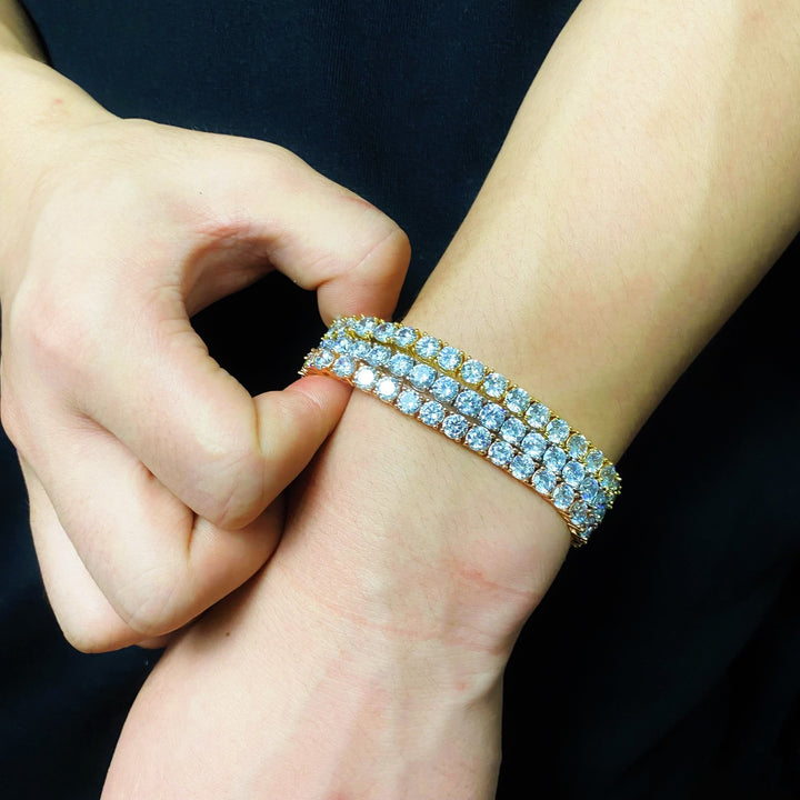 Tennisarmband met ronde geslepen diamanten van 5 mm en 3 mm