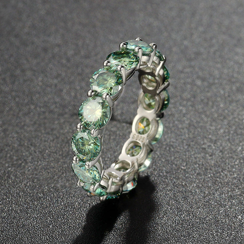 925 Zilveren Moissanite Enkelvoudige Rij Eternity Ring
