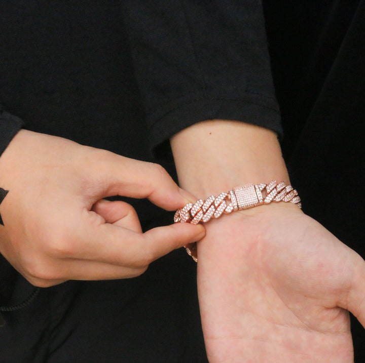 12 mm Cubaanse armband met ijskristallen