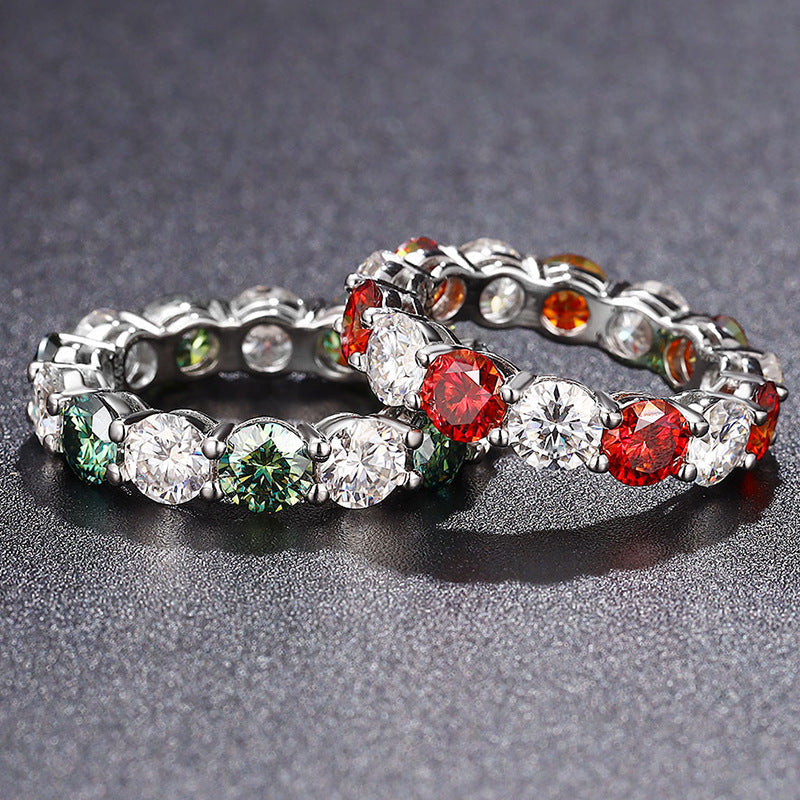 925 Zilveren Moissanite Enkelvoudige Rij Eternity Ring