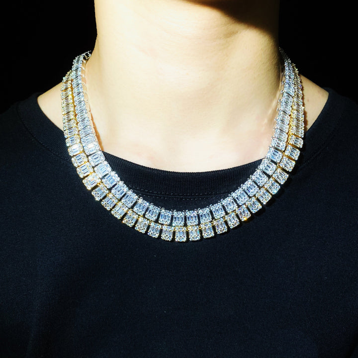 Vierkante Baguette Tennisketting 18k Goud en witgoud
