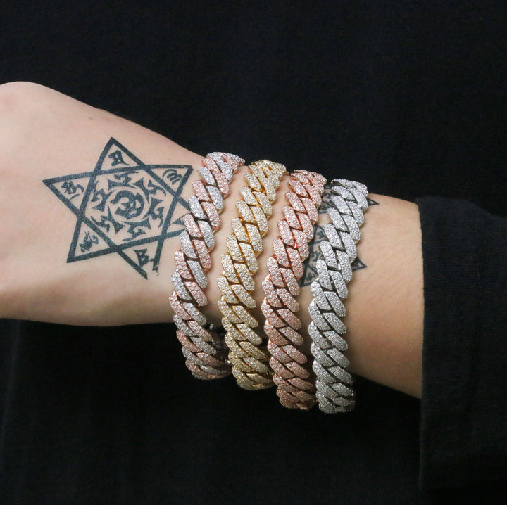 12 mm Cubaanse armband met ijskristallen